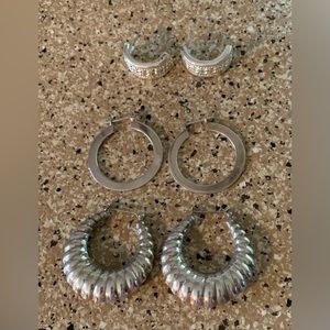 Silver Plated Earrings, Set of 3